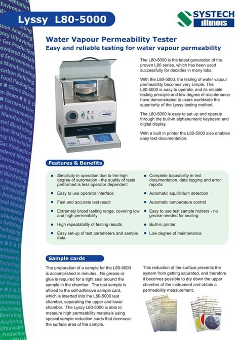 lyssy water vapor permeability tester distributors|Lyssy L80.